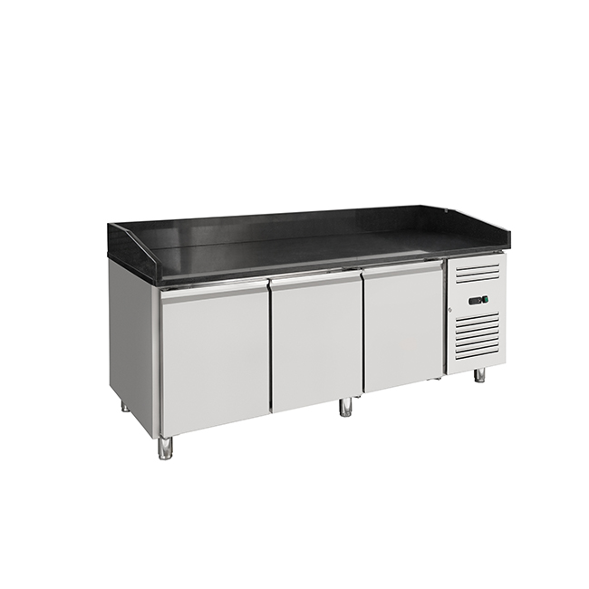 Commercial Pizza Prep Table Refrigerated Black Granite Top