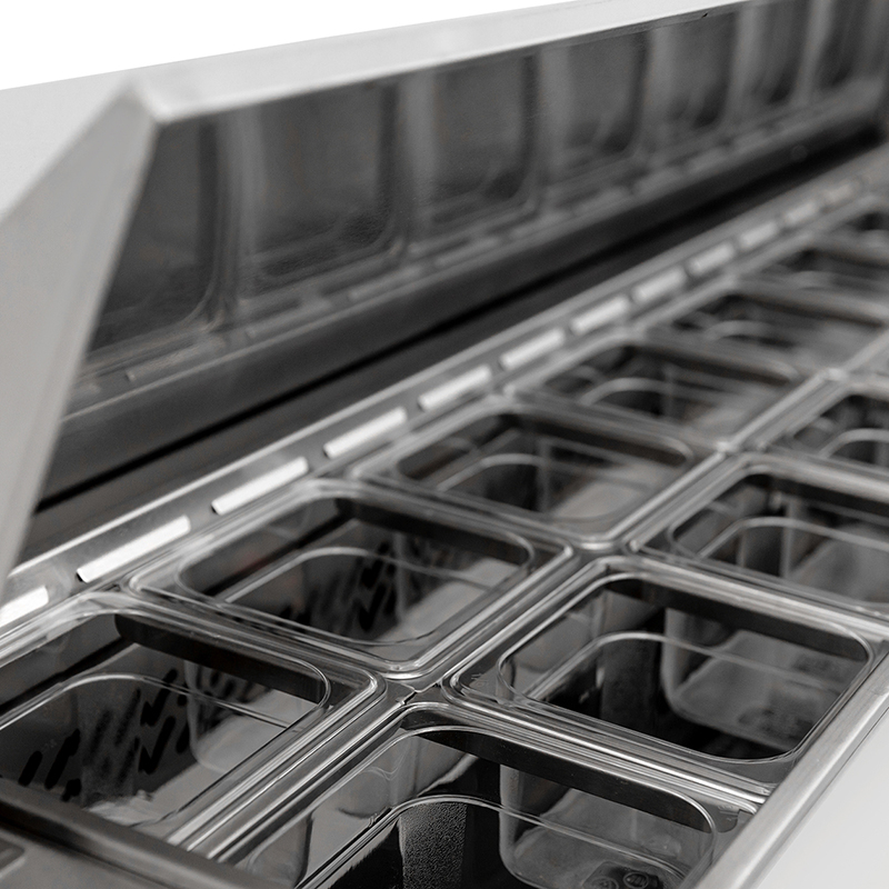 Commercial Salad Prep Table with Two Solid Door Refrigerated Base