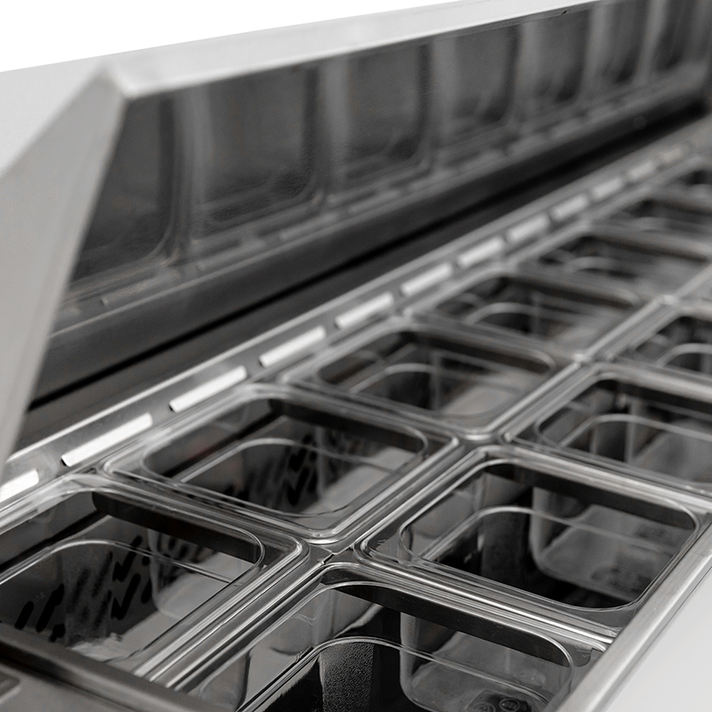 Commercial Salad Prep Table with Two Solid Door Refrigerated Base