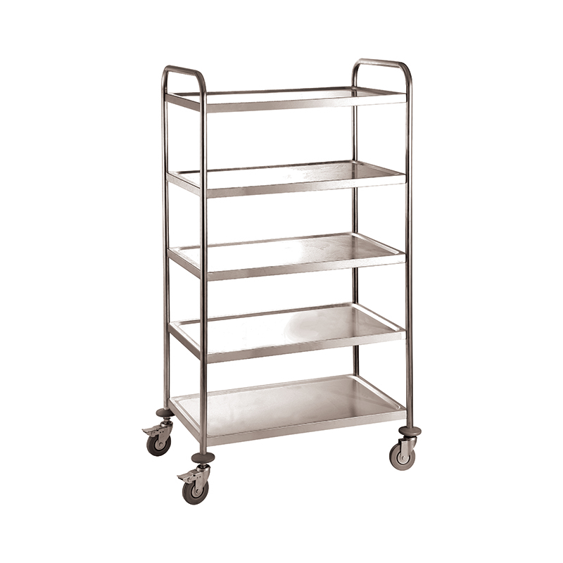 European Style 4 Layers Stainless Steel Serving Trolley for Commercial Kitchen