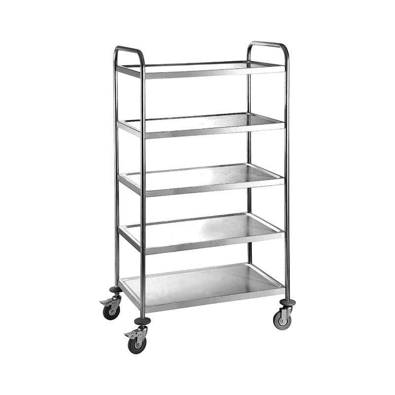 European Style 4 Layers Stainless Steel Serving Trolley for Commercial Kitchen