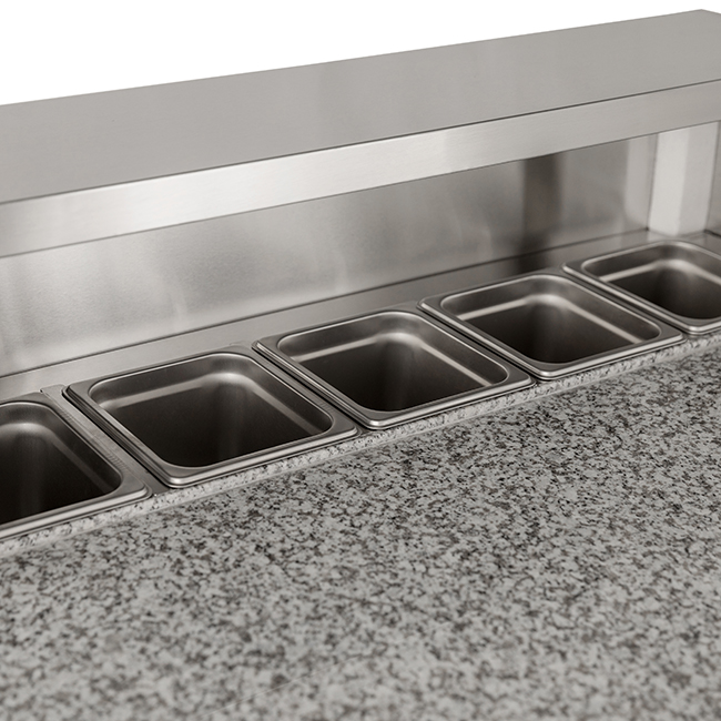 Commercial Saladette with Solid Door And Granite Counter Top