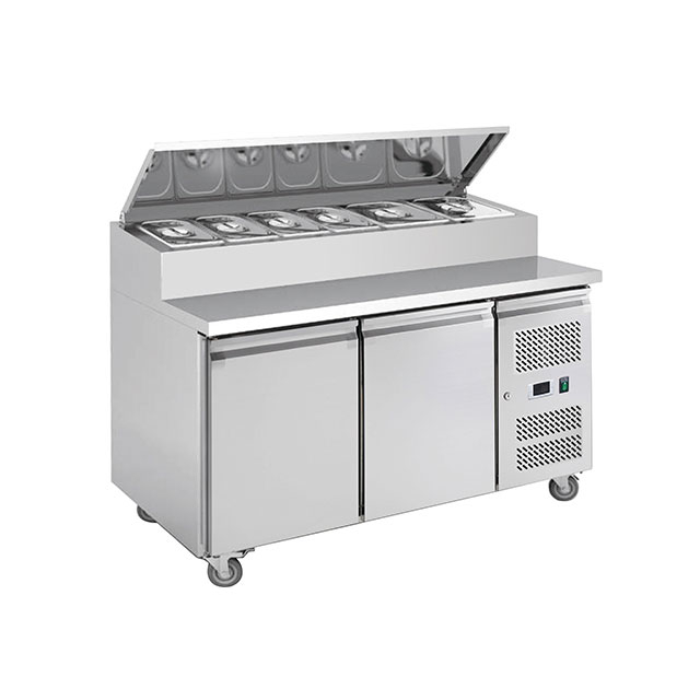 Commercial Refrigerator One Solid Door Pizza Prep Table Cabinet