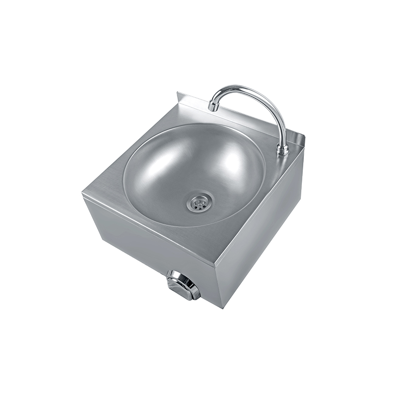 Commercial Push Down Stainless Steel Washbasin with Faucet