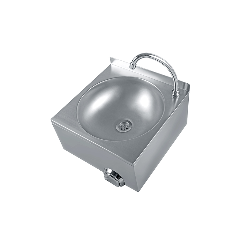 Commercial Push Down Stainless Steel Washbasin with Faucet