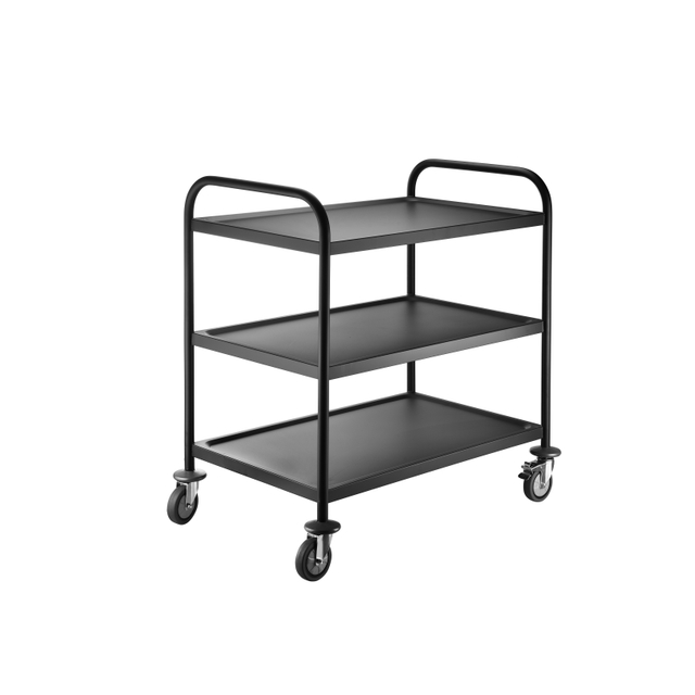 Black 3-Tier Stainless Steel Utility Cart Serving Trolley