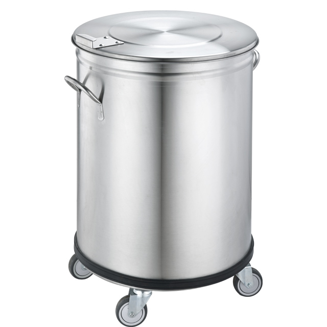 Round Stainless Steel Carbage Bin Curved Corner-fit