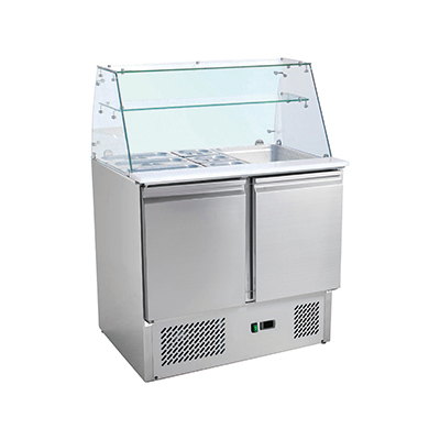 Commercial Prep Table Countertop 2 Solid Door Salad Refrigerator