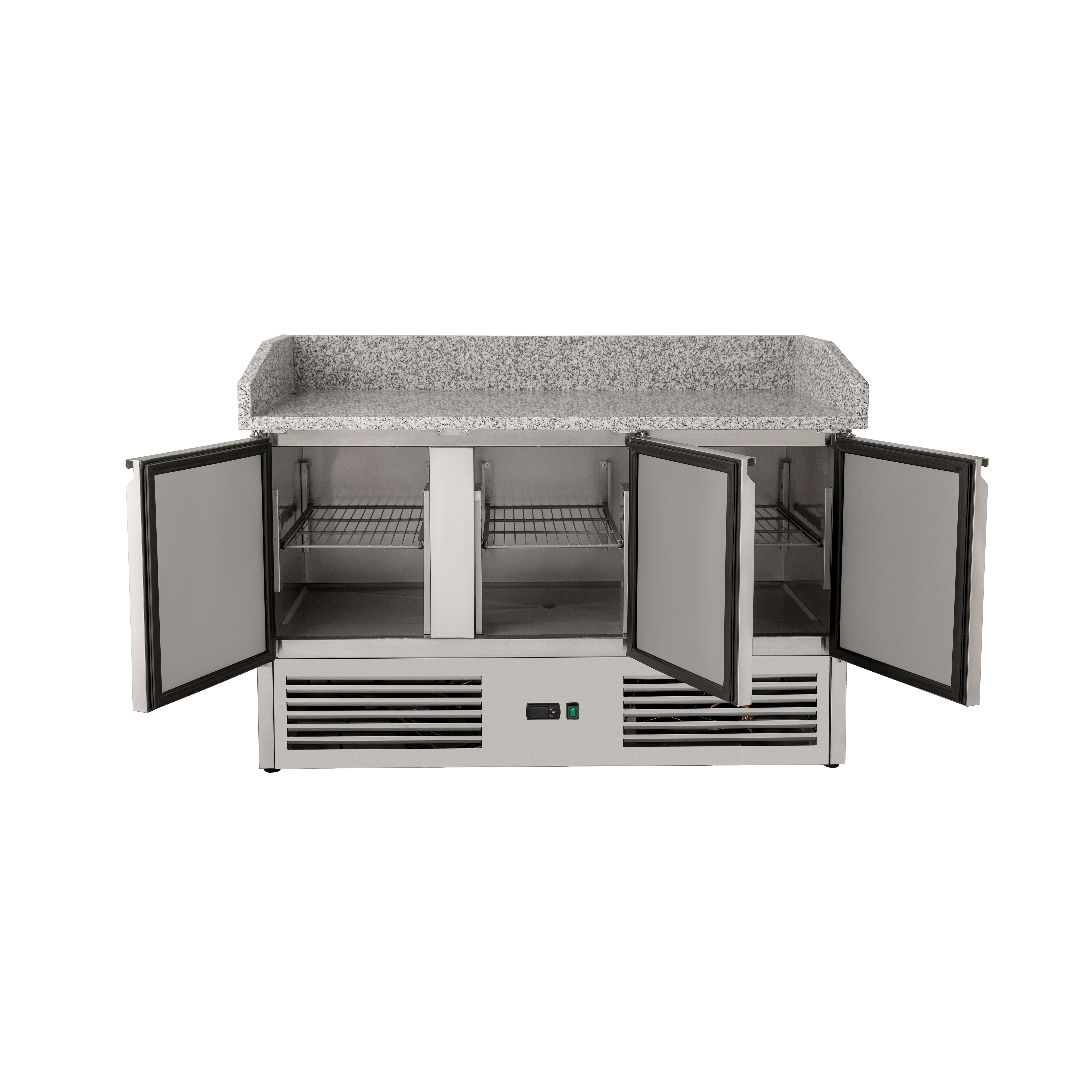 Commercial 3 Door Countertop Marble Salad Pizza Prep Table Refrigerator