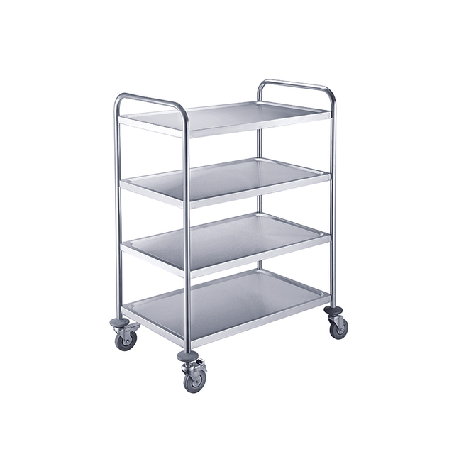 European Style 4 Layers Stainless Steel Serving Trolley for Commercial Kitchen