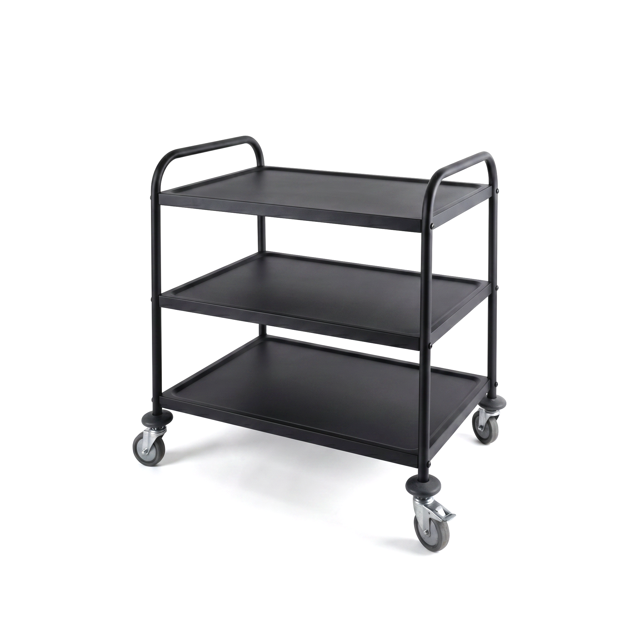 Black 3-Tier Stainless Steel Utility Cart Serving Trolley