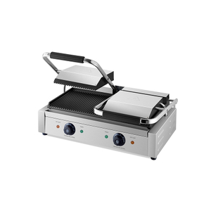 Double Contact Grill Heavy Duty Cast Iron Ribbed Plates