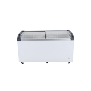 Curved Sliding Glass Lid Chest Freezer Commercial Display