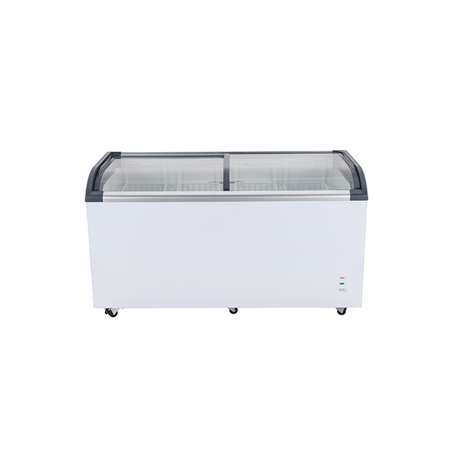 Curved Sliding Glass Lid Chest Freezer Commercial Display