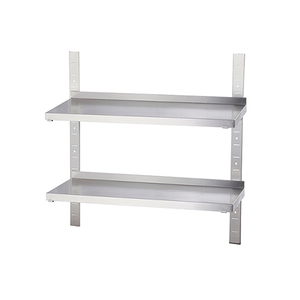 2-tier Stainless Steel Wall Shelf Used in Commercial Kitchen