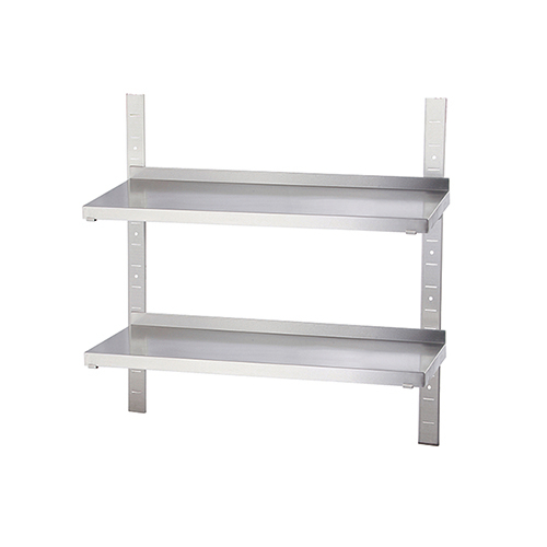 2-tier Stainless Steel Wall Shelf Used in Commercial Kitchen
