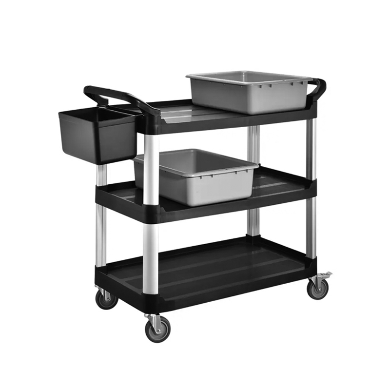 3 Layers Plastic Utility Carts with Wheels for Restaurant