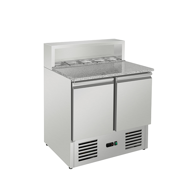 Commercial Saladette with Solid Door And Granite Counter Top