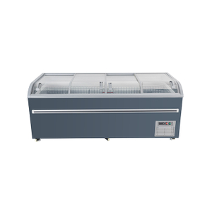 Combined Island Freezer Curved Glass Top With Sliding Lids