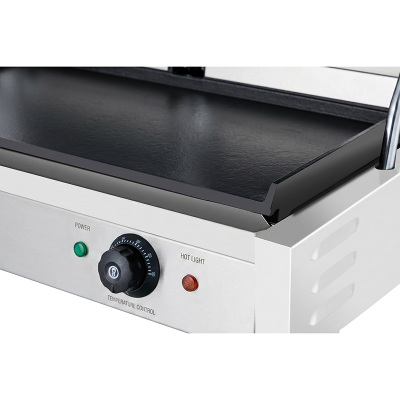 Double Contact Grill with Ribbed Top Flat Bottom Plate