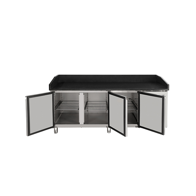 Commercial Pizza Prep Table Refrigerated Black Granite Top