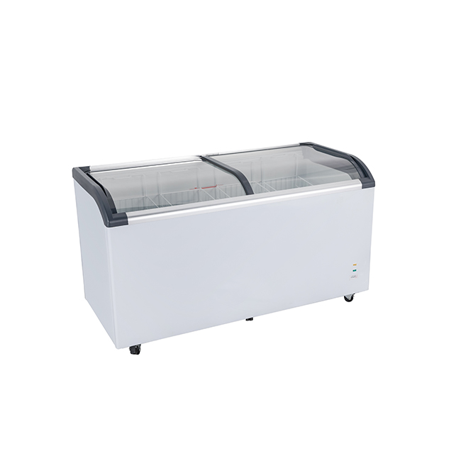 Curved Sliding Glass Lid Chest Freezer Commercial Display