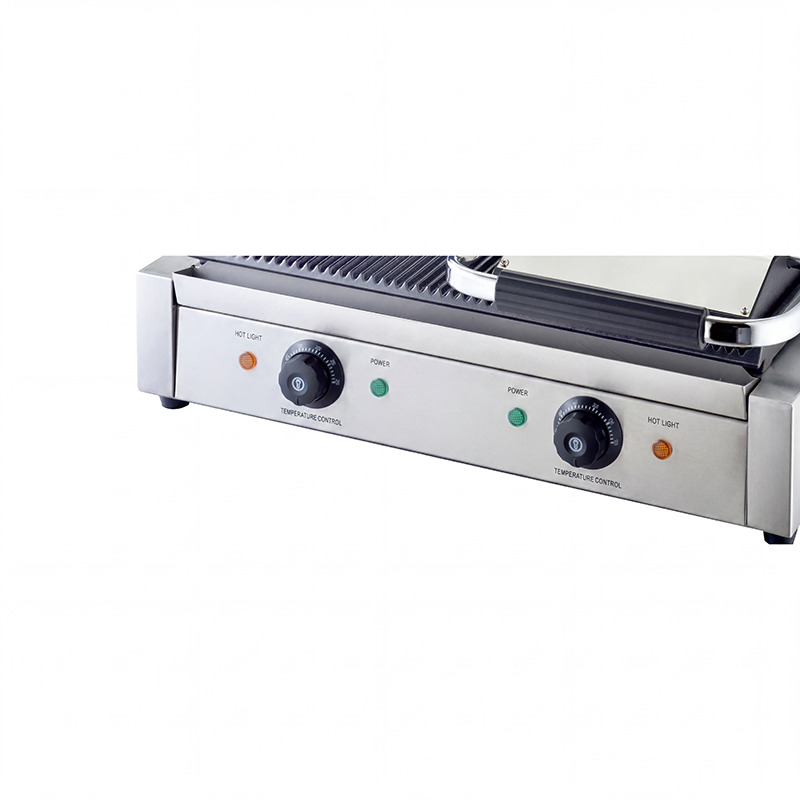 Double Contact Grill Heavy Duty Cast Iron Ribbed Plates
