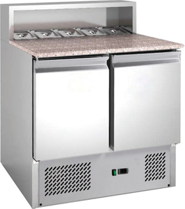 Commercial Saladette with solid door and granite counter top