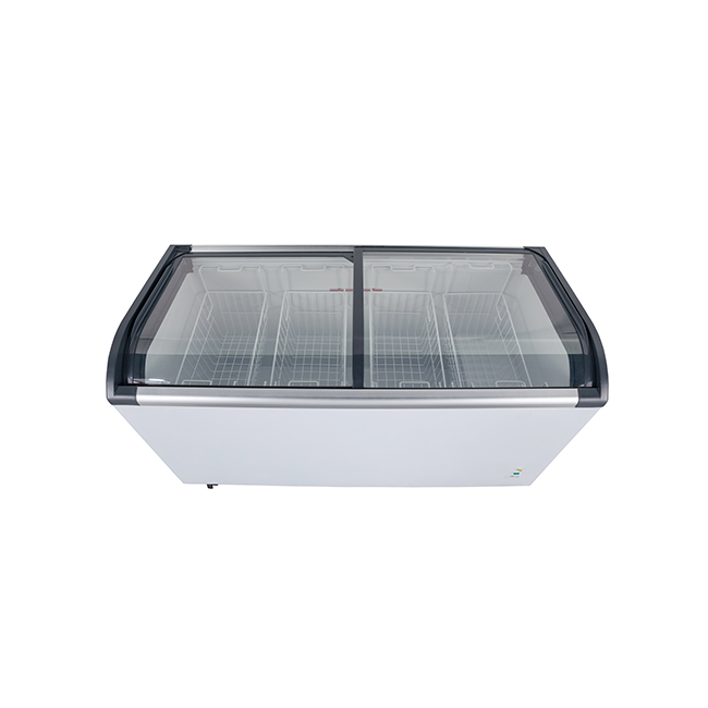Curved Sliding Glass Lid Chest Freezer Commercial Display