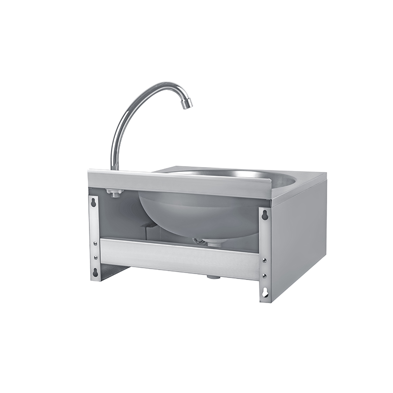 Commercial Push Down Stainless Steel Washbasin with Faucet