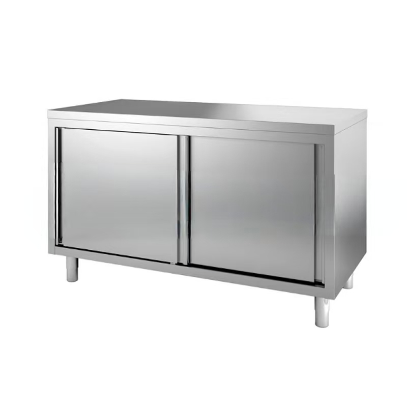 Stainless Steel Work Cabinet with Sliding Doors without Backsplash