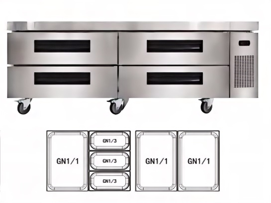 Compact Refrigerated Chef Base Unit for Cold Storage in Busy Kitchens