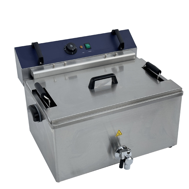 Commercial 8L Single Pot Stainless Steel Deep Fryer with Drain Tap