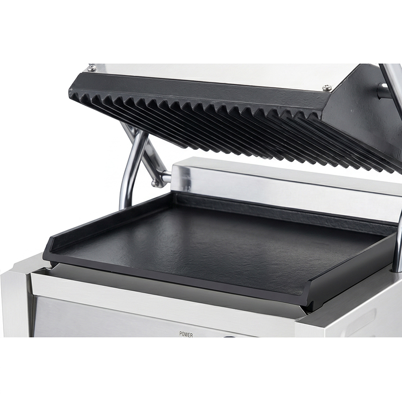 Single Head Contact Grill Top Ribbed Grooved Plate Bottom Flat Plate