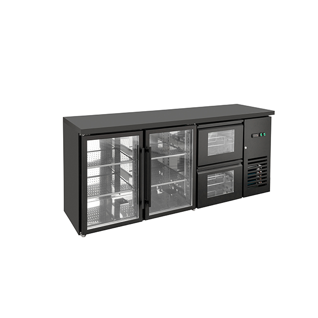 Commercial Backbar Glass Door Refrigerator Beverage Cooler with Drawer