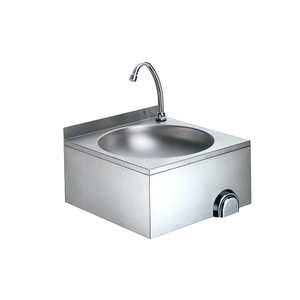 Commercial Push Down Stainless Steel Washbasin with Faucet
