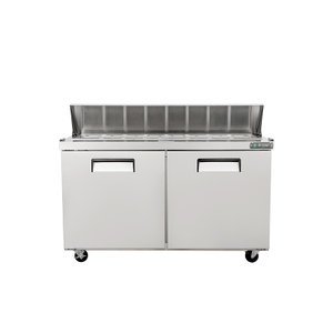 Commercial Salad Prep Table with Two Solid Door Refrigerated Base