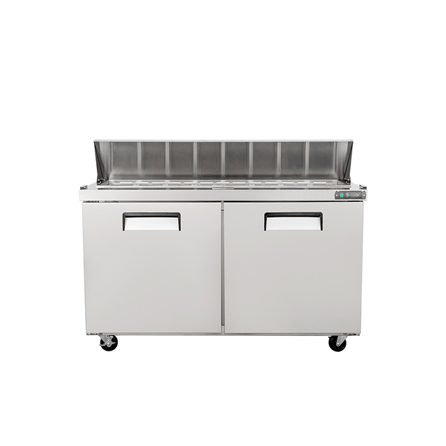 Commercial Salad Prep Table with Two Solid Door Refrigerated Base
