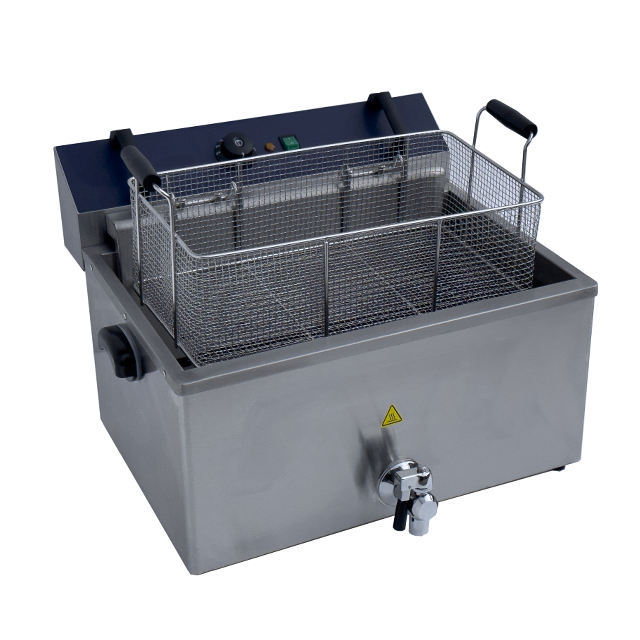 Commercial 8L Single Pot Stainless Steel Deep Fryer with Drain Tap