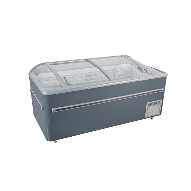 Commercial Chest Freezer Glass Lids Large Capacity with Wire Baskets