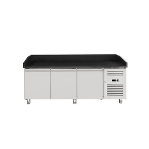 Commercial Pizza Prep Table Refrigerated Black Granite Top