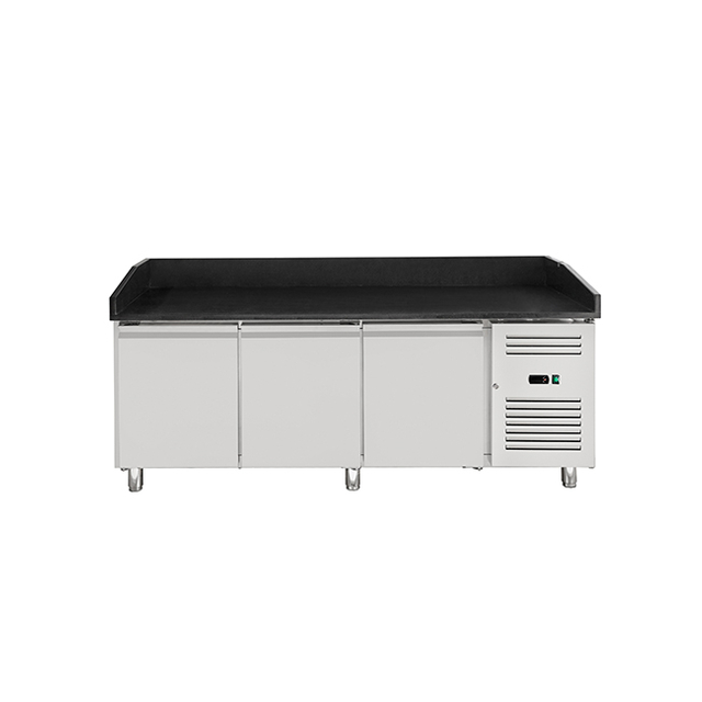 Commercial Pizza Prep Table Refrigerated Black Granite Top