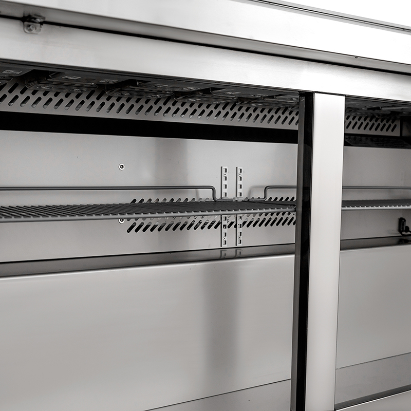 Commercial Salad Prep Table with Two Solid Door Refrigerated Base