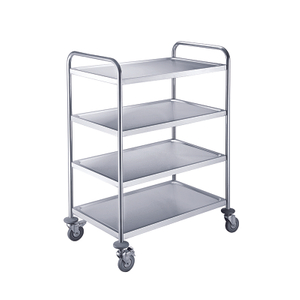 European Style 4 Layers Stainless Steel Serving Trolley for Commercial Kitchen