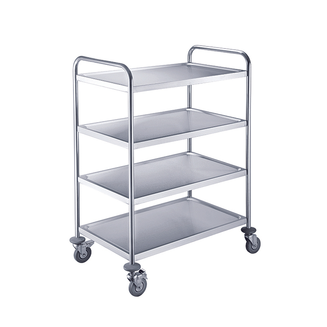 European Style 4 Layers Stainless Steel Serving Trolley for Commercial Kitchen