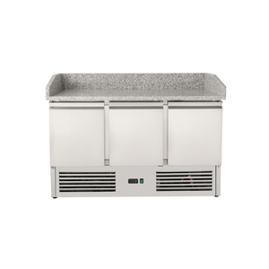 Commercial 3 Door Countertop Marble Salad Pizza Prep Table Refrigerator