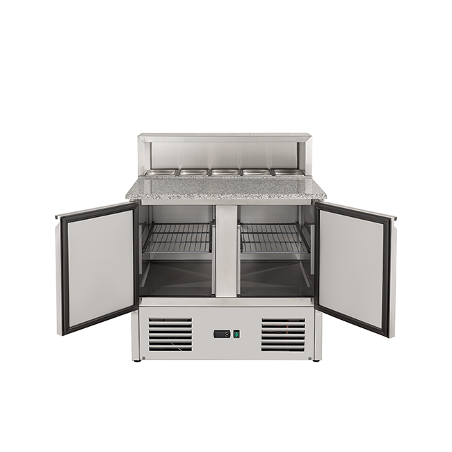Commercial Saladette with Solid Door And Granite Counter Top