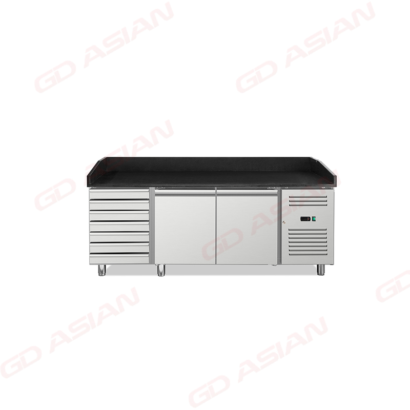 Commercial Pizza Prep Table Refrigerated Black Granite Top Series