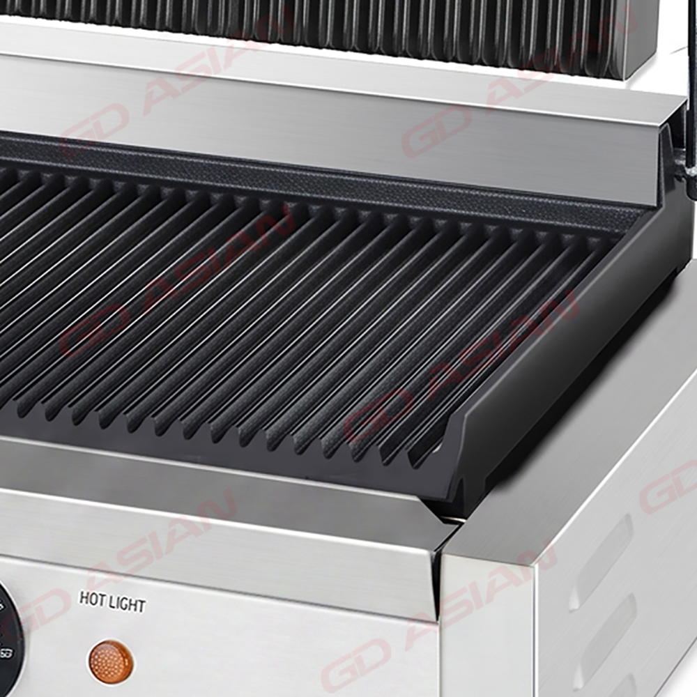 Double Contact Grill Heavy Duty Cast Iron Ribbed Plates