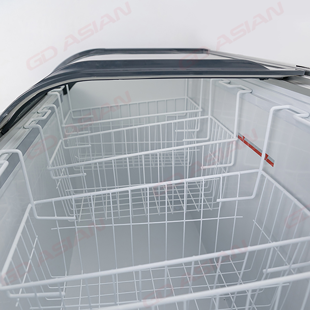 Curved Sliding Glass Lid Chest Freezer Commercial Display
